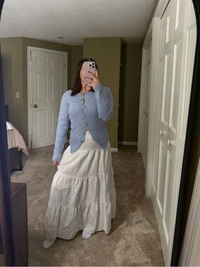 SHEIN White Elastic Waist Maxi Skirt